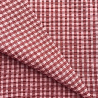 Seersucker Cotton - vichy burgundy/pink