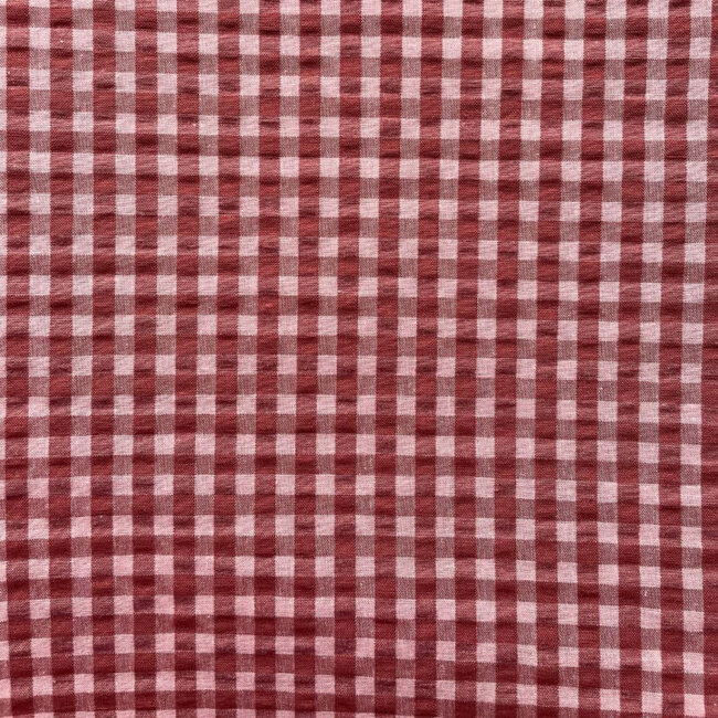 Seersucker Cotton - vichy burgundy/pink