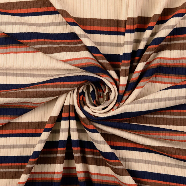 Ribbed tricot - stripes creme