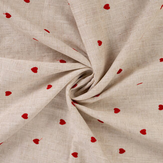 De Stoffenkamer Linen Mix naturel hearts