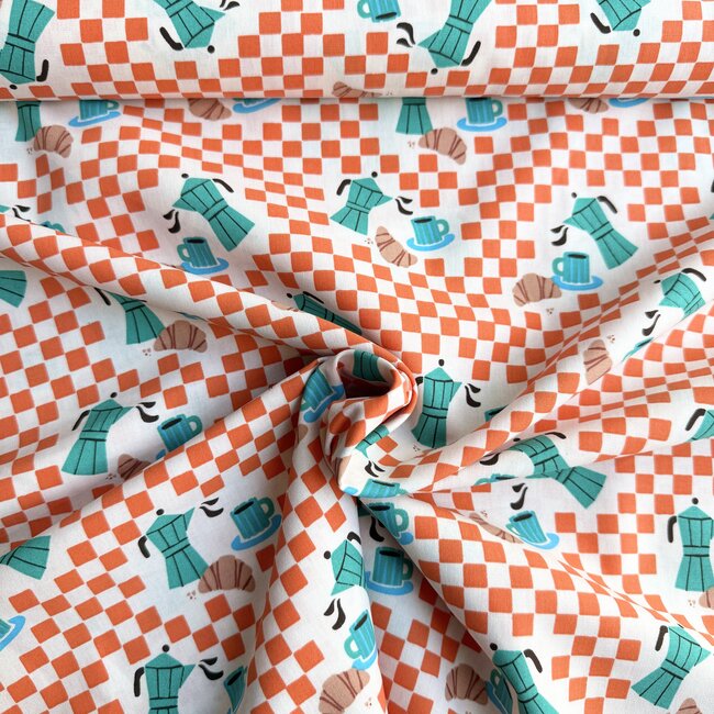 De Stoffenkamer Cotton Poplin - coffee break