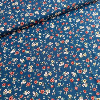 Viscose blouse - tiny flowers petrol