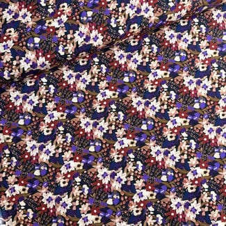 Viscose blouse - flowers purple on black