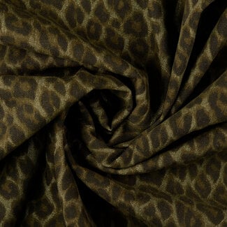 De Stoffenkamer Denim Cotton Mix Leopard -  khaki