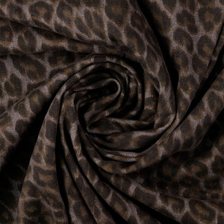 De Stoffenkamer Denim Cotton Mix Leopard -  grey