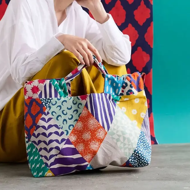 Kokka Echino Cotton linen Canvas - Rombus bright patches