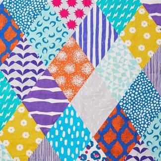 Kokka Echino Cotton linen Canvas - Rombus bright patches