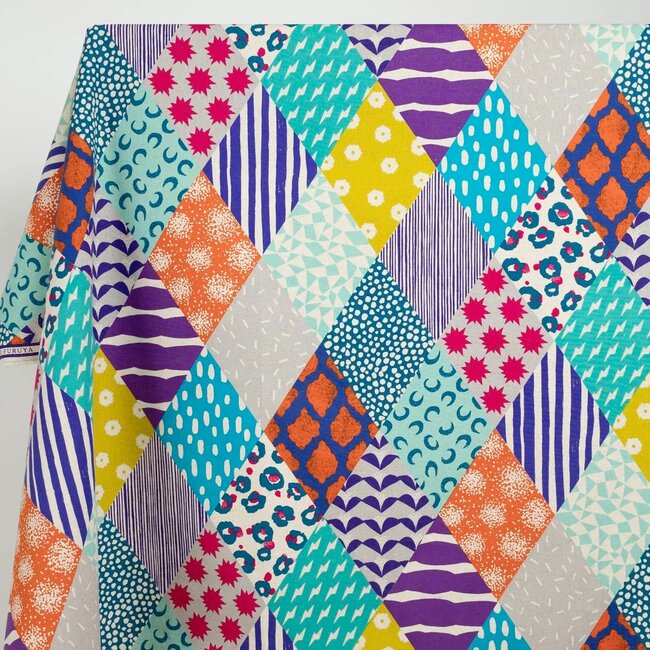 Kokka Echino Cotton linen Canvas - Rombus bright patches