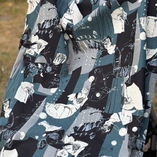 Kokka Cotton linen blend Art Cat - blue