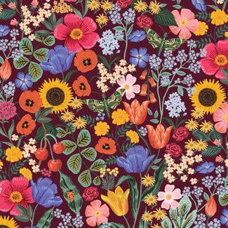 Cotton + Steel Cotton curio flowers - burgundy