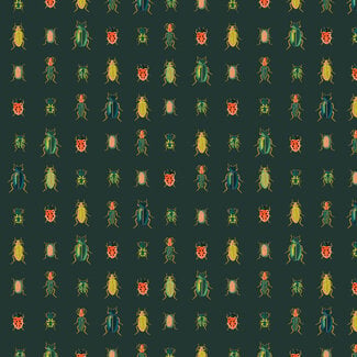 Cotton + Steel Cotton metallic gold bugs - hunter green