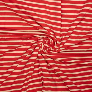 Tricot oeko-tex - horizontal breton stripes - tomato
