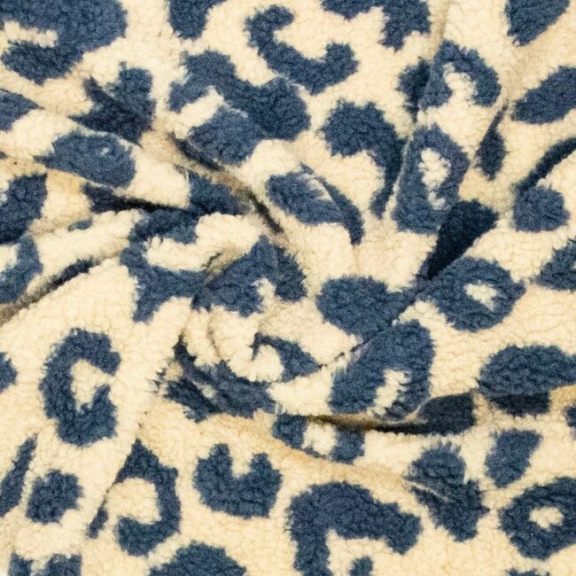 De Stoffenkamer Teddy leopard  denim / ecru