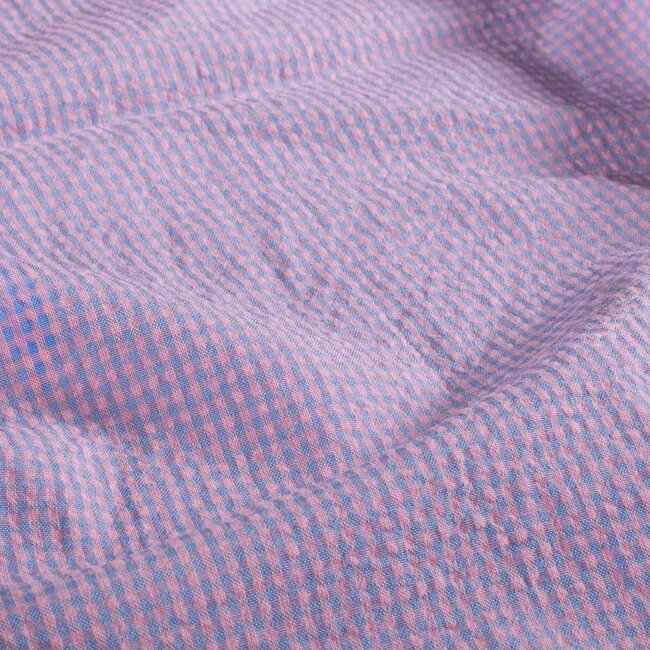 Seersucker Cotton mix - mini checks blue / pink