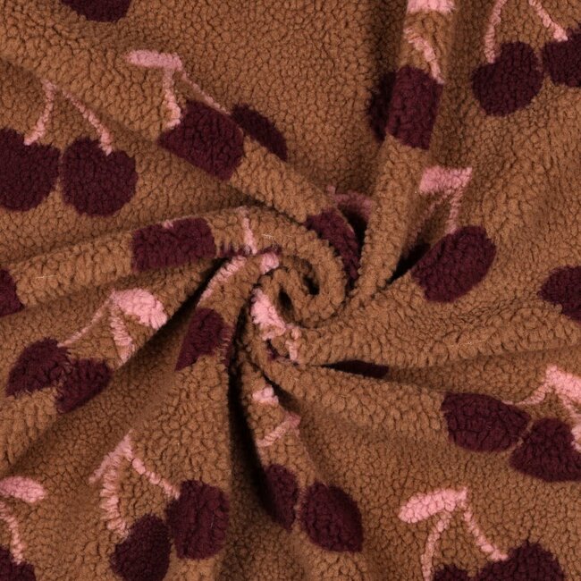 De Stoffenkamer Teddy jacquard cherries caramel