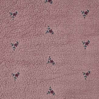 De Stoffenkamer Teddy embroidery flowers mauve pink