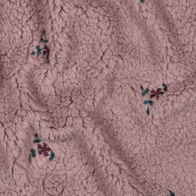 De Stoffenkamer Teddy embroidery flowers mauve pink