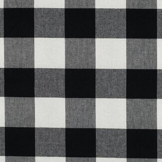 De Stoffenkamer Cotton Poplin big checks - black