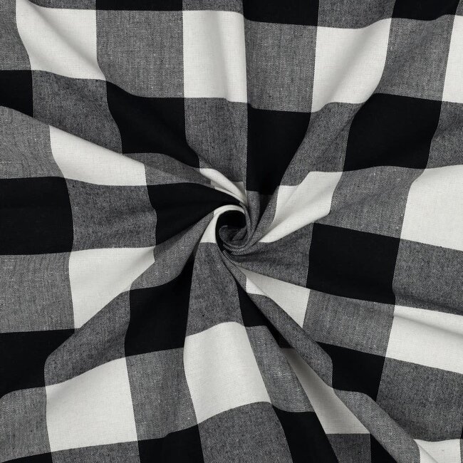 De Stoffenkamer Cotton Poplin big checks - black