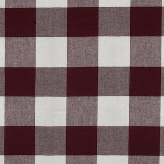De Stoffenkamer Cotton Poplin big checks - burgundy