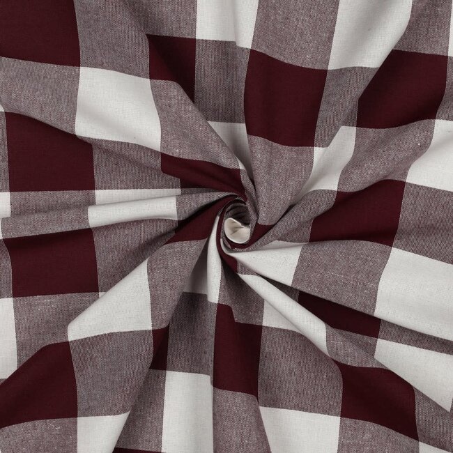 De Stoffenkamer Cotton Poplin big checks - burgundy