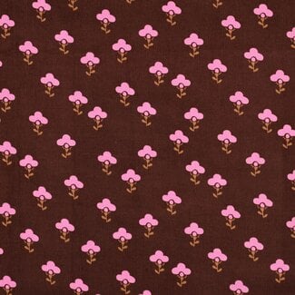 Babyrib pink flowers dark brown