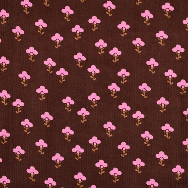 Babyrib pink flowers dark brown