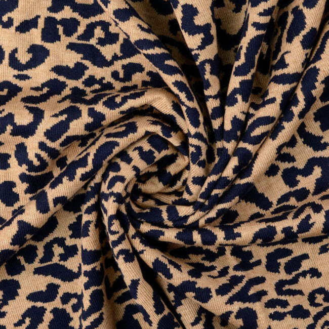 Heavy Knit Jacquard luipaard - marine