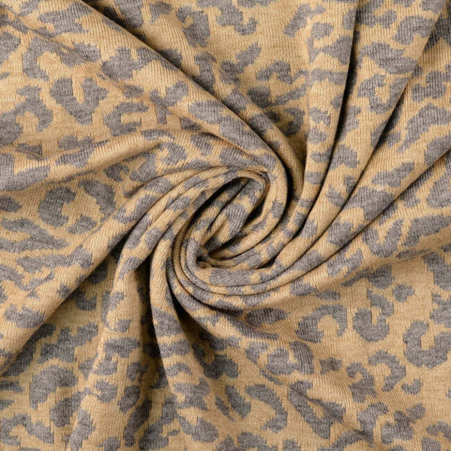 Heavy Knit Jacquard luipaard - grijs