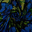 Viscose bloemen metallic - zwart kobalt