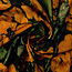 Viscose bloemen metallic - zwart oker