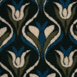 De Stoffenkamer Teddy jacquard retro flower petrol