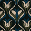 De Stoffenkamer Teddy jacquard retro flower petrol