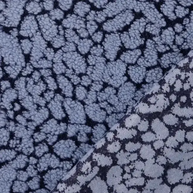 De Stoffenkamer Teddy Jacquard Luipaard - Indigo