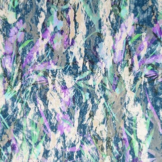 Viscose satijn bladeren - blauw/lila