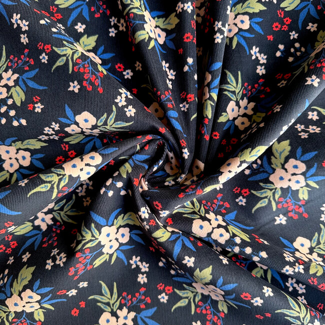 Babyrib flowers - navy/blue