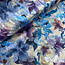 De Stoffenkamer Velour watercolor flower - grey blue