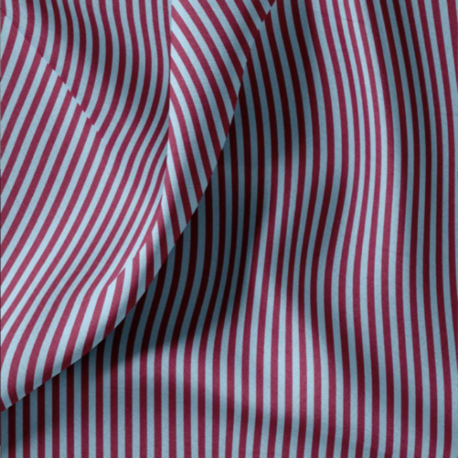 De Stoffenkamer Cotton Poplin stripes - blue/bordeaux