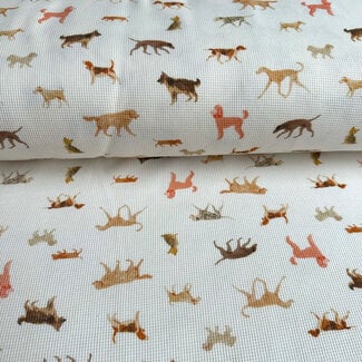 De Stoffenkamer Tricot Waffle - honden wit