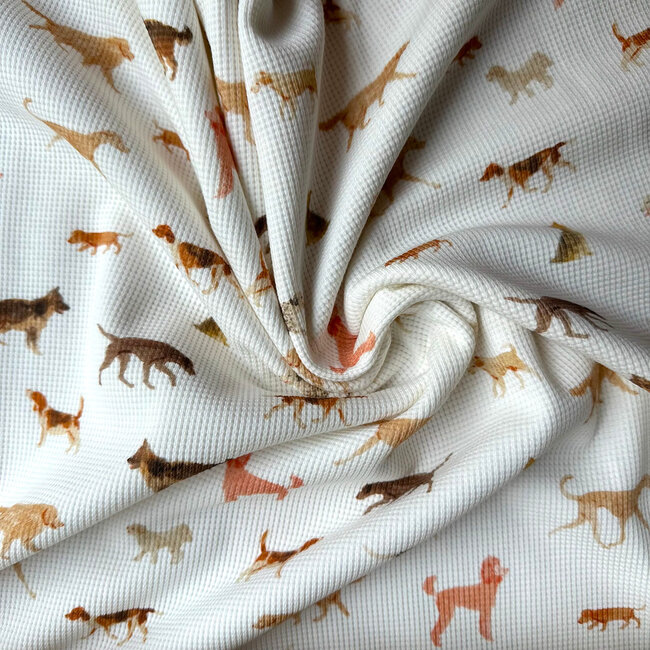 De Stoffenkamer Tricot Waffle - honden wit