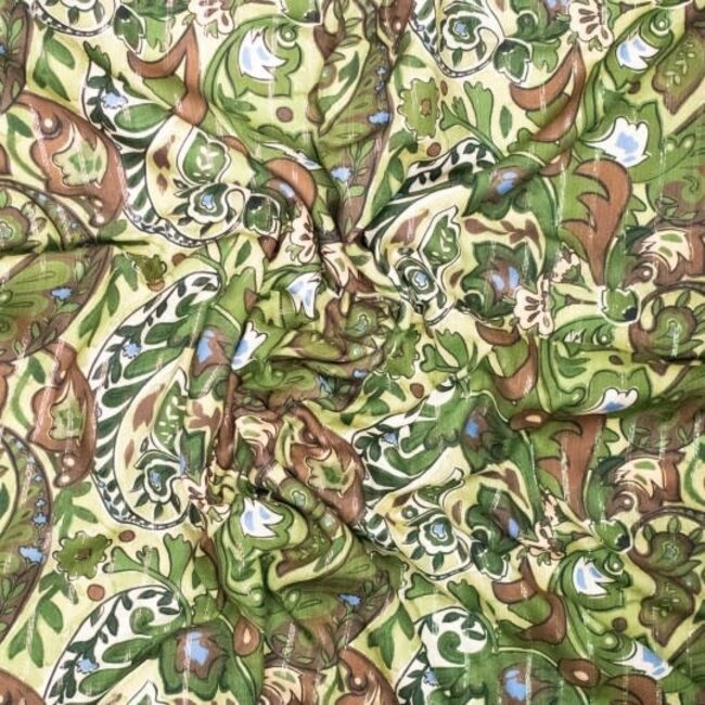 Viscose paisley - green metallic