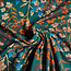 Tricot watercolor flowers - donkergroen/oranje