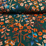 Tricot watercolor flowers - donkergroen/oranje
