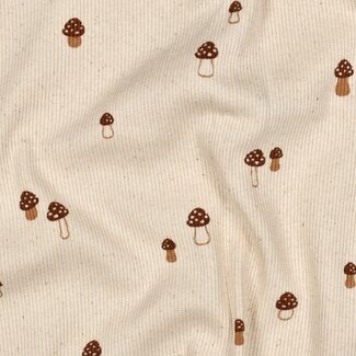 Ribbed tricot - natural mushrooms