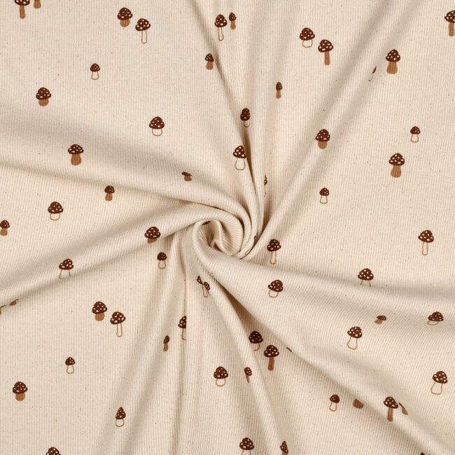 Ribbed tricot - natural mushrooms