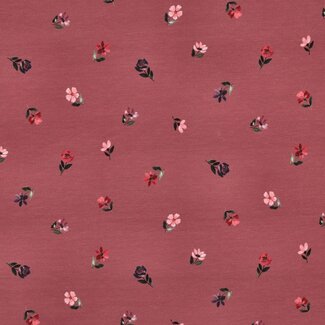 Tricot mini flowers soft raspberry