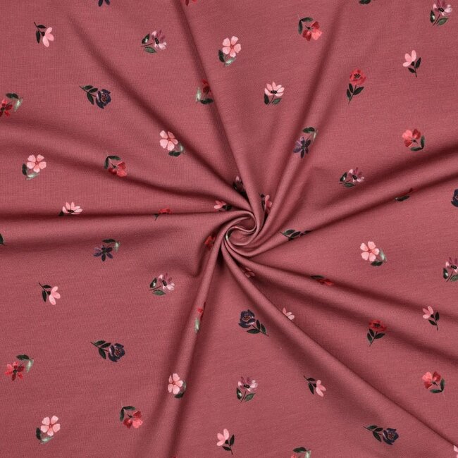 Tricot mini flowers soft raspberry