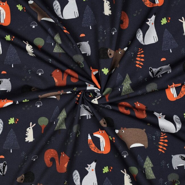 Tricot forest animals navy