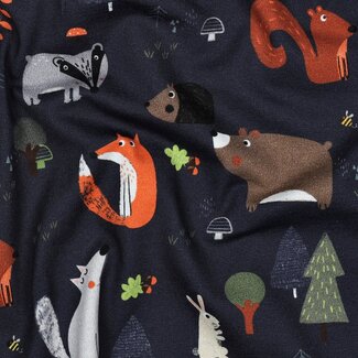 Tricot forest animals navy