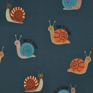 French Terry - snails petrol